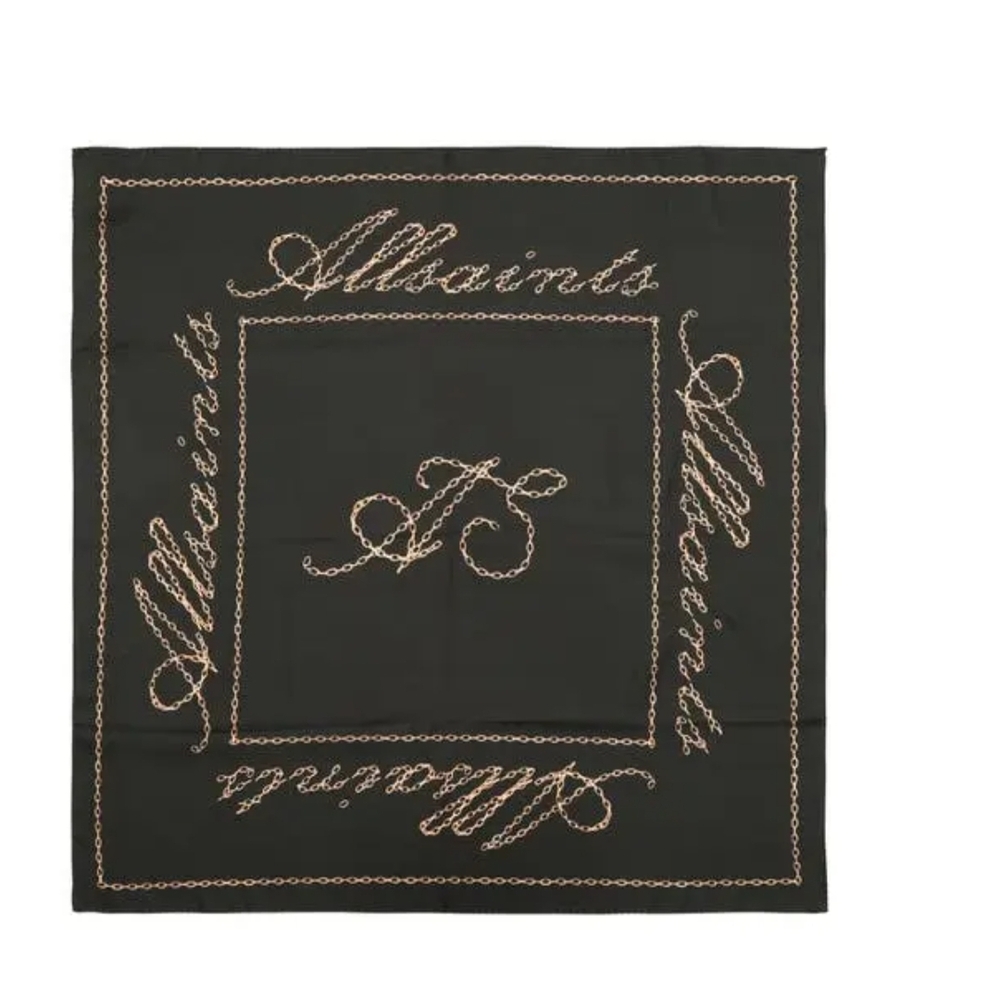 AllSaints Silk‎ Chain Link Black and Gold Scarf